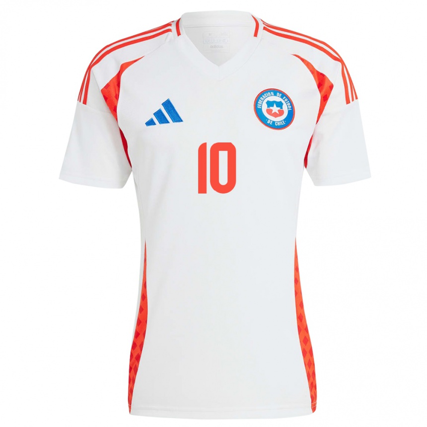 Kinder Fußball Chile Ignacio Vásquez #10 Weiß Auswärtstrikot Trikot 24-26 T-Shirt Luxemburg