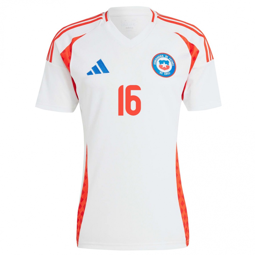 Kinder Fußball Chile Felipe Faúndez #16 Weiß Auswärtstrikot Trikot 24-26 T-Shirt Luxemburg