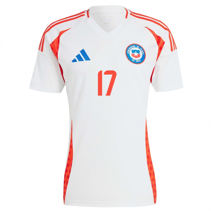 Kinder Fußball Chile Esteban Pavez #17 Weiß Auswärtstrikot Trikot 24-26 T-Shirt Luxemburg