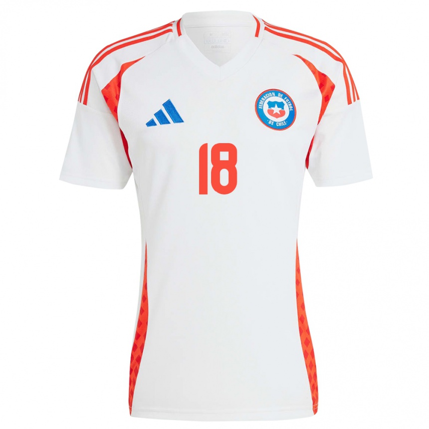 Kinder Fußball Chile Camila Sáez #18 Weiß Auswärtstrikot Trikot 24-26 T-Shirt Luxemburg