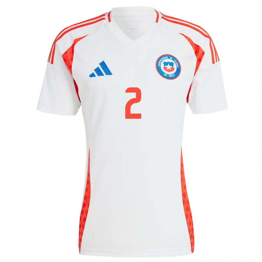 Kinder Fußball Chile Michelle Olivares #2 Weiß Auswärtstrikot Trikot 24-26 T-Shirt Luxemburg