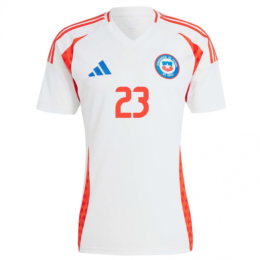 Kinder Fußball Chile Ignacio Sáez #23 Weiß Auswärtstrikot Trikot 24-26 T-Shirt Luxemburg