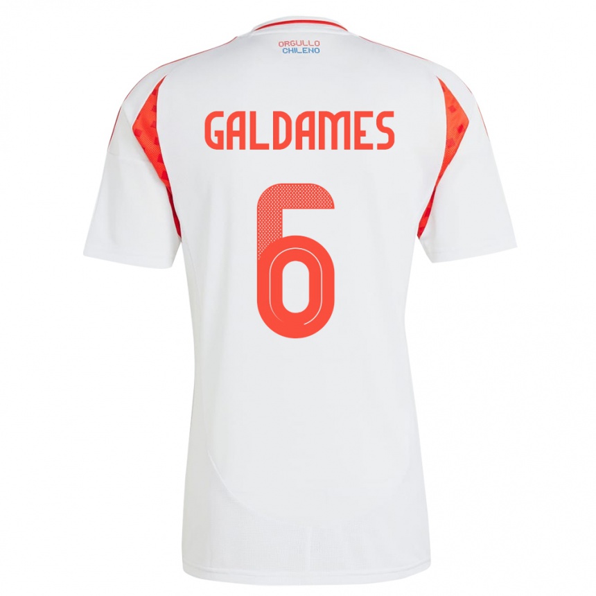 Kinder Fußball Chile Thomas Galdames #6 Weiß Auswärtstrikot Trikot 24-26 T-Shirt Luxemburg