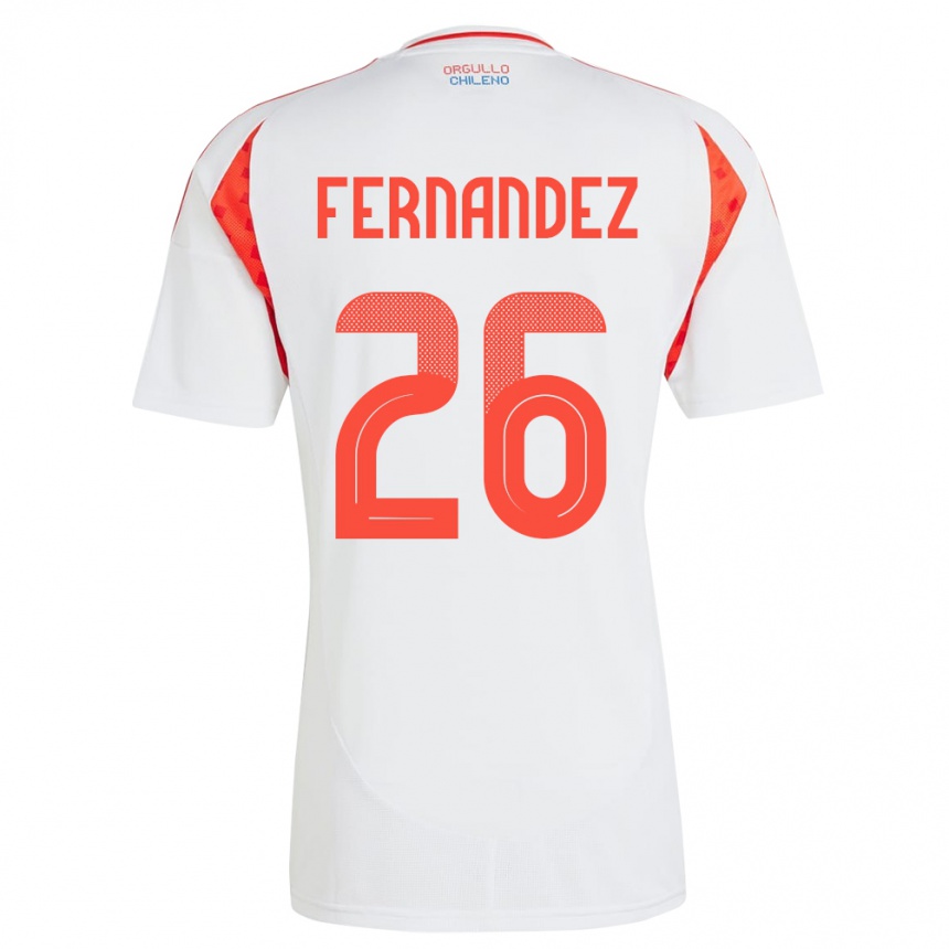 Kinder Fußball Chile Nicolás Fernández #26 Weiß Auswärtstrikot Trikot 24-26 T-Shirt Luxemburg