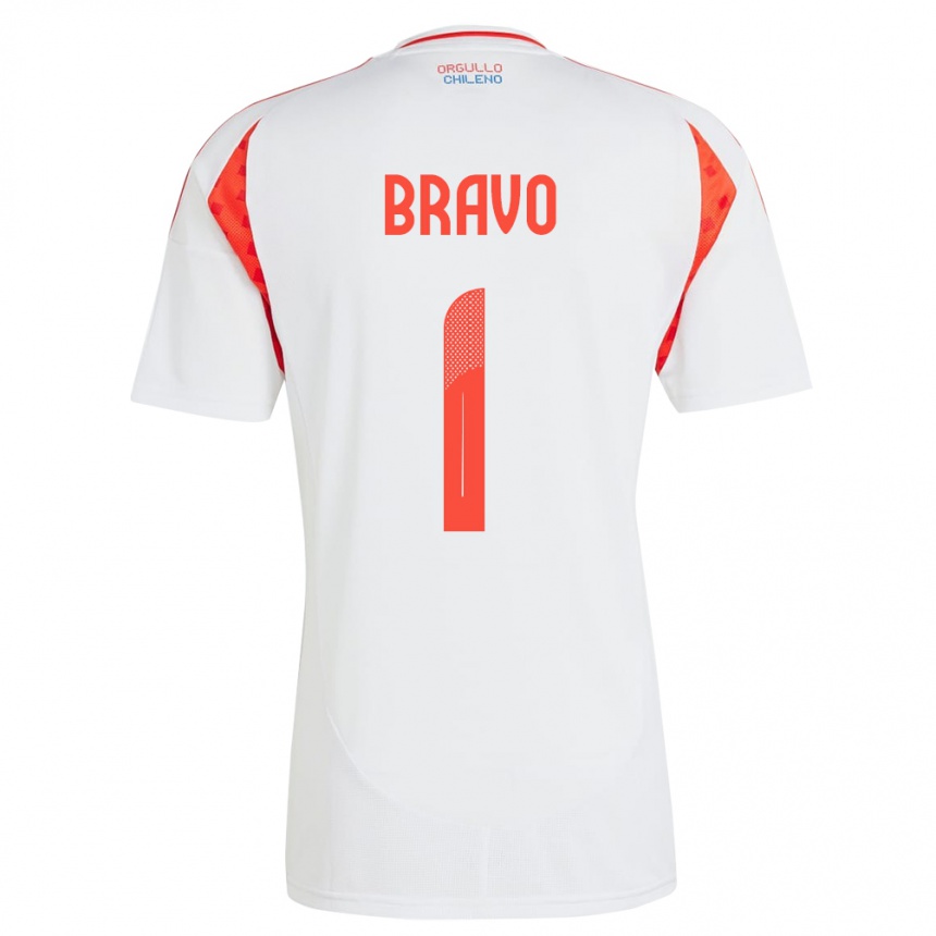 Kinder Fußball Chile Claudio Bravo #1 Weiß Auswärtstrikot Trikot 24-26 T-Shirt Luxemburg