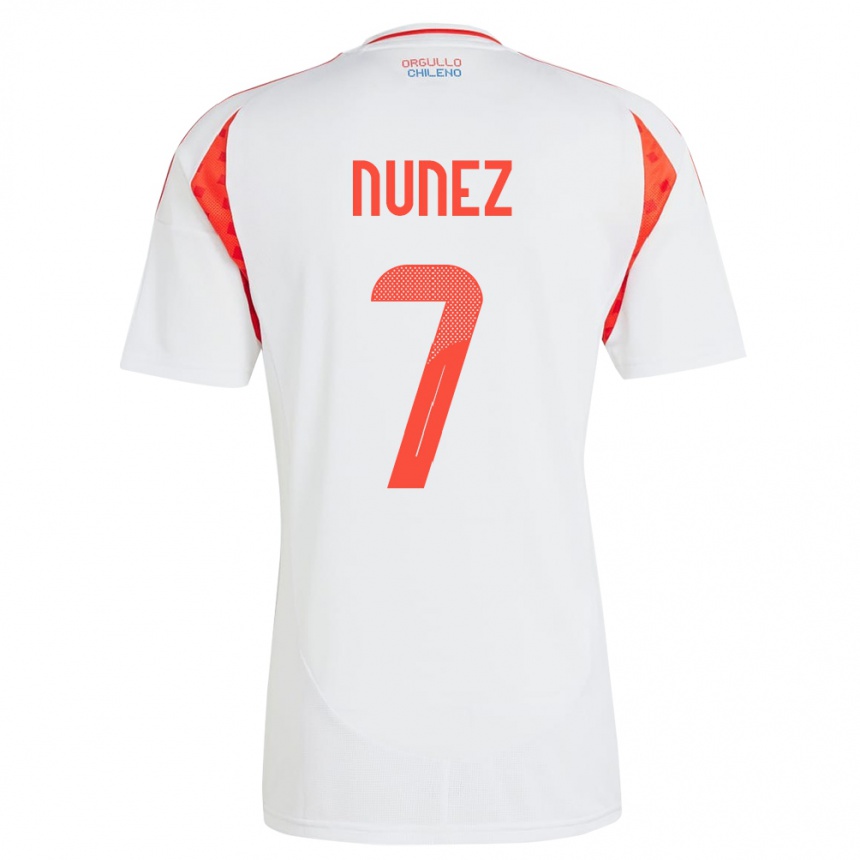 Kinder Fußball Chile Marcelino Núñez #7 Weiß Auswärtstrikot Trikot 24-26 T-Shirt Luxemburg