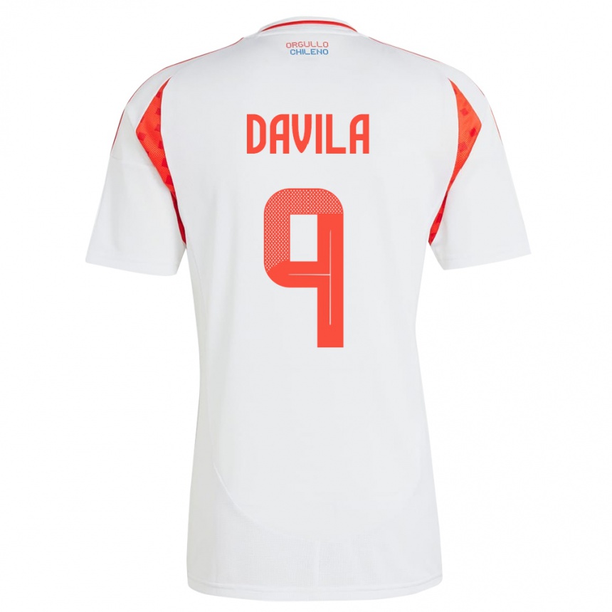 Kinder Fußball Chile Víctor Dávila #9 Weiß Auswärtstrikot Trikot 24-26 T-Shirt Luxemburg