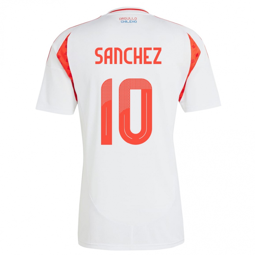 Kinder Fußball Chile Alexis Sánchez #10 Weiß Auswärtstrikot Trikot 24-26 T-Shirt Luxemburg