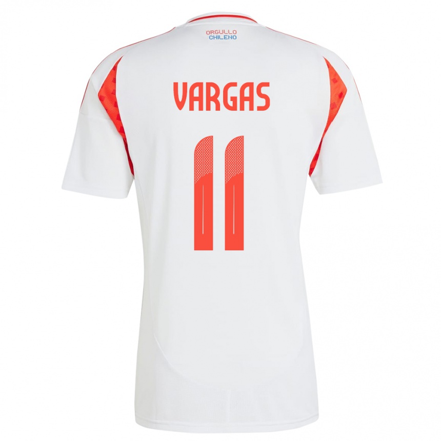 Kinder Fußball Chile Eduardo Vargas #11 Weiß Auswärtstrikot Trikot 24-26 T-Shirt Luxemburg