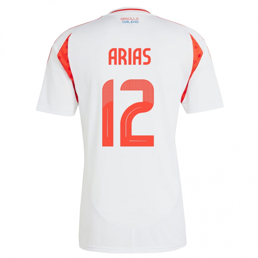 Kinder Fußball Chile Gabriel Arias #12 Weiß Auswärtstrikot Trikot 24-26 T-Shirt Luxemburg