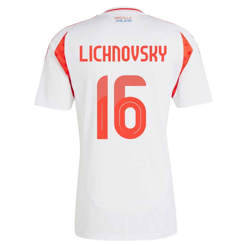 Kinder Fußball Chile Igor Lichnovsky #16 Weiß Auswärtstrikot Trikot 24-26 T-Shirt Luxemburg