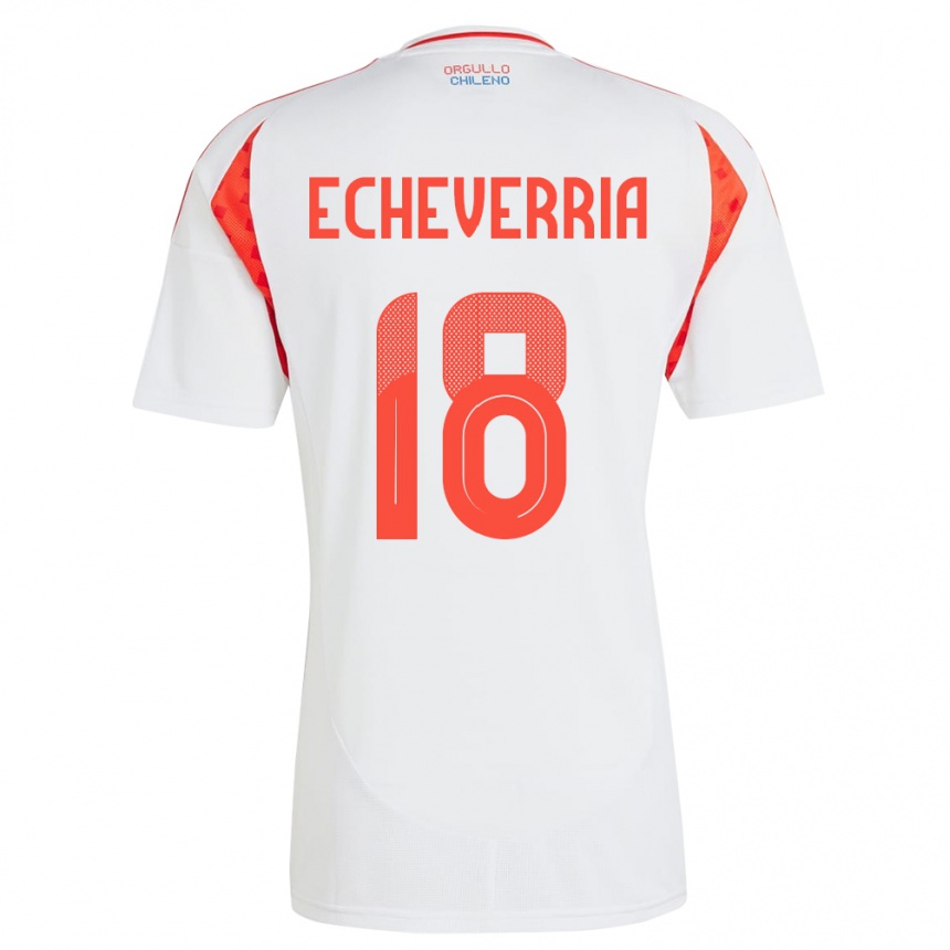 Kinder Fußball Chile Rodrigo Echeverría #18 Weiß Auswärtstrikot Trikot 24-26 T-Shirt Luxemburg