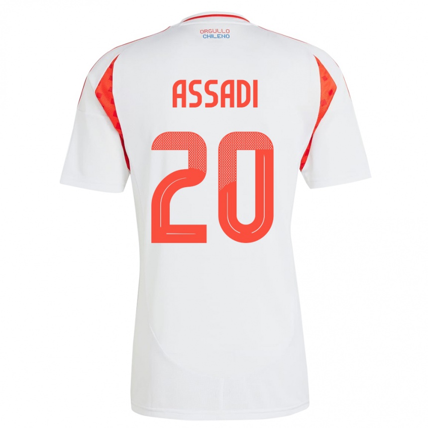 Kinder Fußball Chile Lucas Assadi #20 Weiß Auswärtstrikot Trikot 24-26 T-Shirt Luxemburg