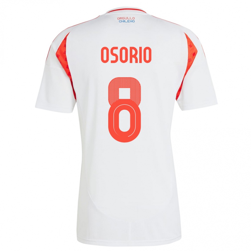 Kinder Fußball Chile Darío Osorio #8 Weiß Auswärtstrikot Trikot 24-26 T-Shirt Luxemburg