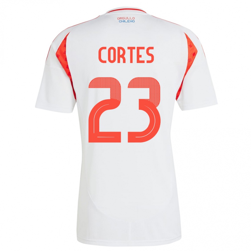 Kinder Fußball Chile Brayan Cortés #23 Weiß Auswärtstrikot Trikot 24-26 T-Shirt Luxemburg