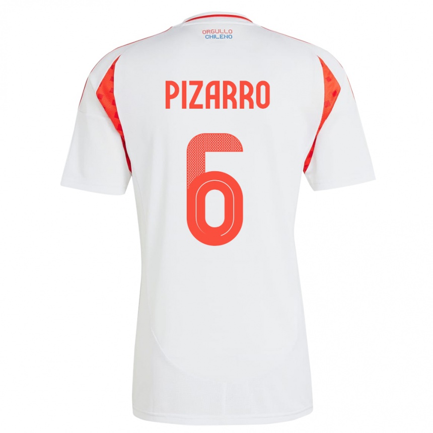 Kinder Fußball Chile Vicente Pizarro #6 Weiß Auswärtstrikot Trikot 24-26 T-Shirt Luxemburg