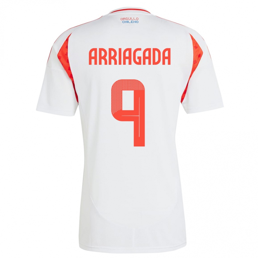 Kinder Fußball Chile Luciano Arriagada #9 Weiß Auswärtstrikot Trikot 24-26 T-Shirt Luxemburg