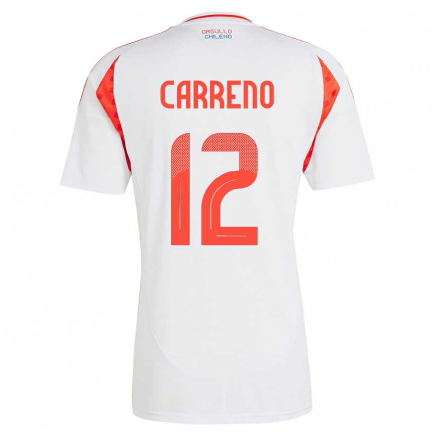 Kinder Fußball Chile Diego Carreño #12 Weiß Auswärtstrikot Trikot 24-26 T-Shirt Luxemburg