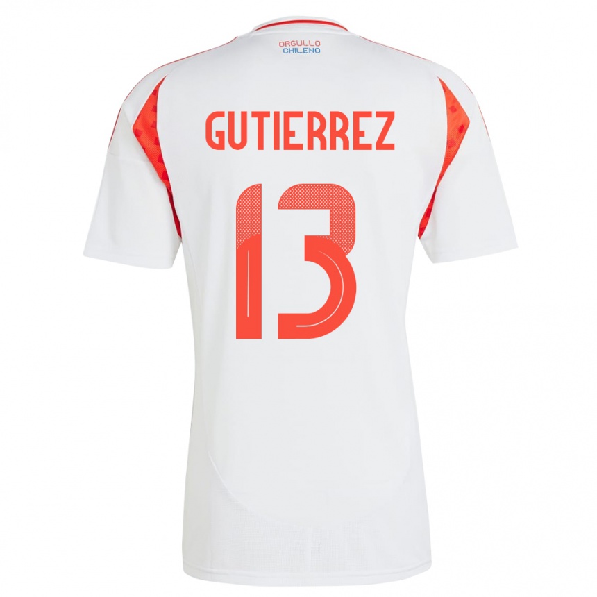 Kinder Fußball Chile Daniel Gutiérrez #13 Weiß Auswärtstrikot Trikot 24-26 T-Shirt Luxemburg