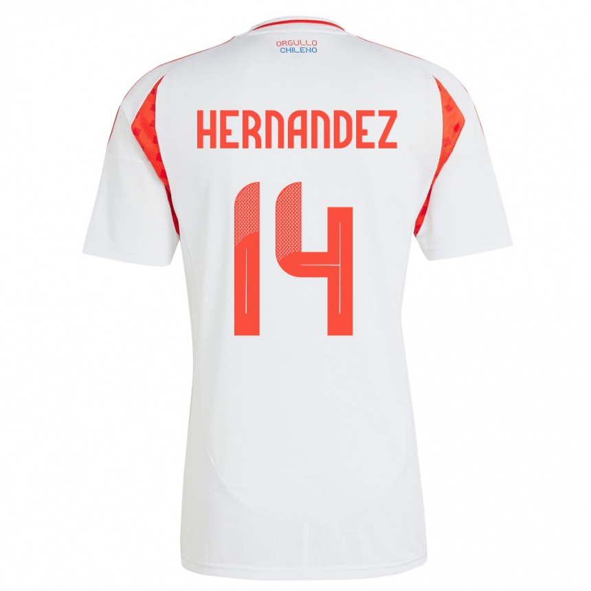 Kinder Fußball Chile Leandro Hernández #14 Weiß Auswärtstrikot Trikot 24-26 T-Shirt Luxemburg