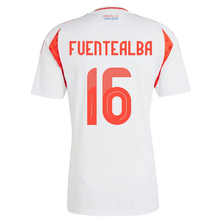 Kinder Fußball Chile Jeison Fuentealba #16 Weiß Auswärtstrikot Trikot 24-26 T-Shirt Luxemburg