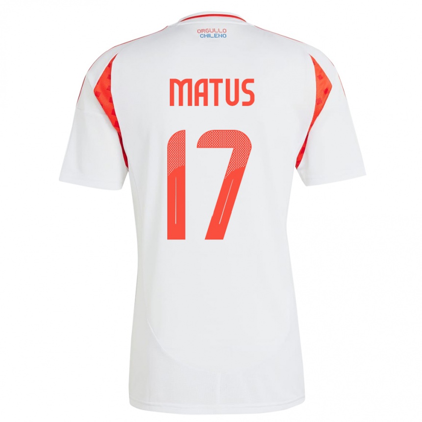 Kinder Fußball Chile Esteban Matus #17 Weiß Auswärtstrikot Trikot 24-26 T-Shirt Luxemburg