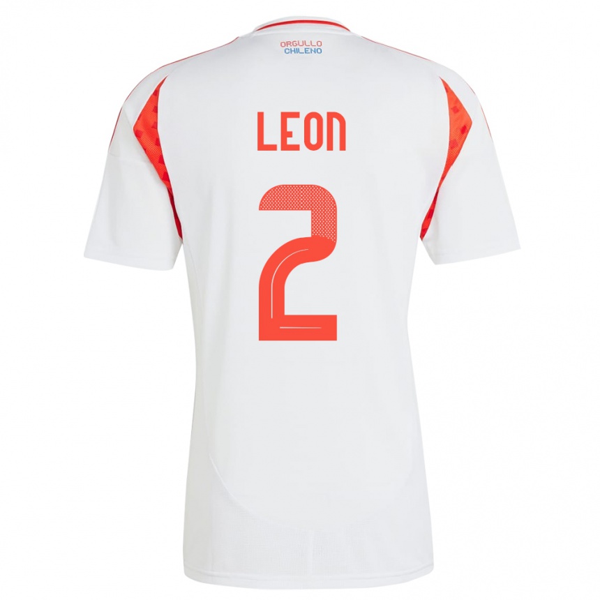 Kinder Fußball Chile Maicol León #2 Weiß Auswärtstrikot Trikot 24-26 T-Shirt Luxemburg