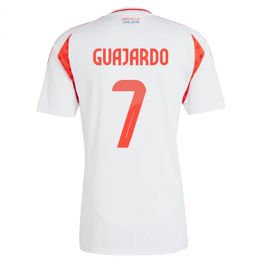 Kinder Fußball Chile Paolo Guajardo #7 Weiß Auswärtstrikot Trikot 24-26 T-Shirt Luxemburg