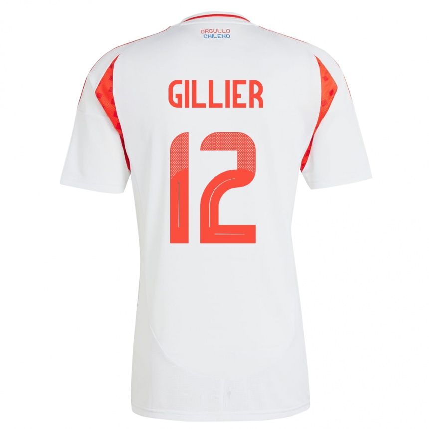 Kinder Fußball Chile Thomas Gillier #12 Weiß Auswärtstrikot Trikot 24-26 T-Shirt Luxemburg