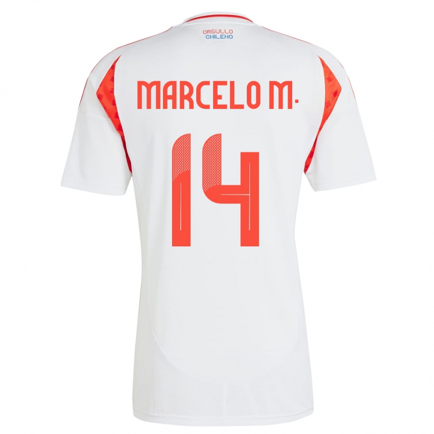 Kinder Fußball Chile Marcelo Morales #14 Weiß Auswärtstrikot Trikot 24-26 T-Shirt Luxemburg