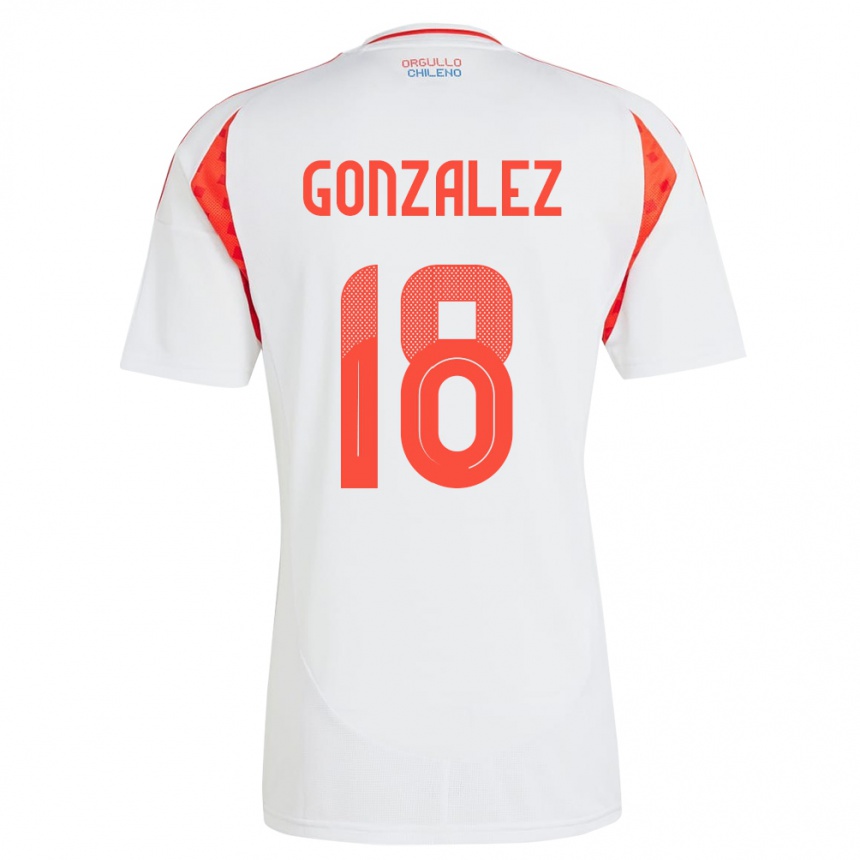 Kinder Fußball Chile Bryan González #18 Weiß Auswärtstrikot Trikot 24-26 T-Shirt Luxemburg