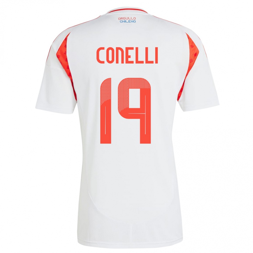 Kinder Fußball Chile Vicente Conelli #19 Weiß Auswärtstrikot Trikot 24-26 T-Shirt Luxemburg