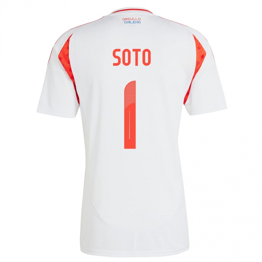 Kinder Fußball Chile Fernando Soto #1 Weiß Auswärtstrikot Trikot 24-26 T-Shirt Luxemburg