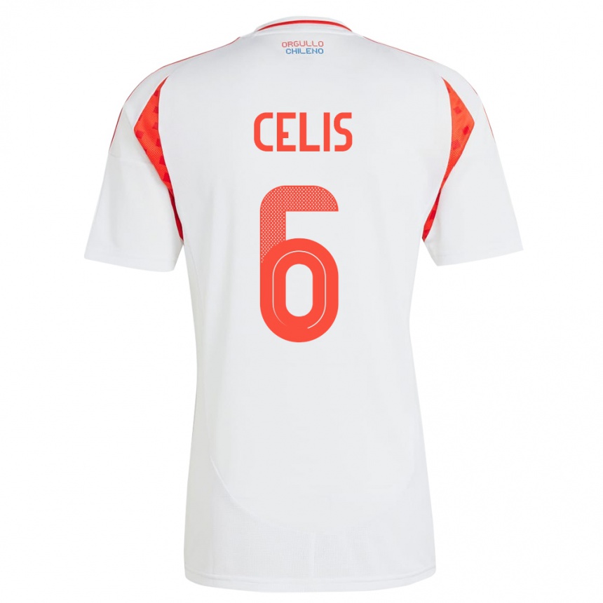 Kinder Fußball Chile Milovan Celis #6 Weiß Auswärtstrikot Trikot 24-26 T-Shirt Luxemburg