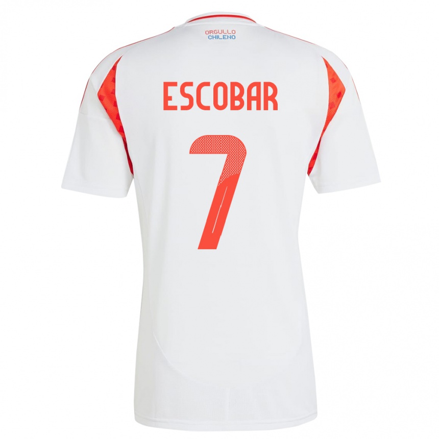 Kinder Fußball Chile Bastián Escobar #7 Weiß Auswärtstrikot Trikot 24-26 T-Shirt Luxemburg