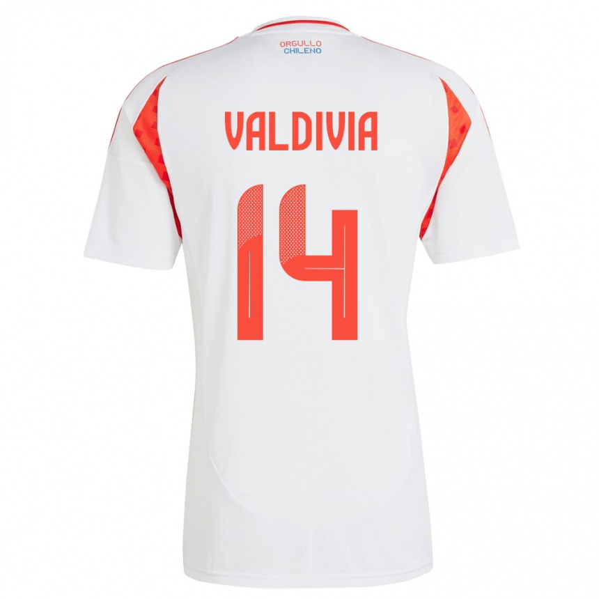 Kinder Fußball Chile Felipe Valdivia #14 Weiß Auswärtstrikot Trikot 24-26 T-Shirt Luxemburg