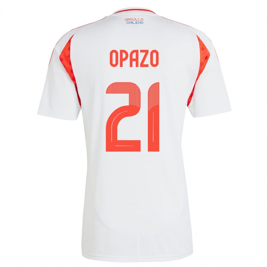 Kinder Fußball Chile Diego Opazo #21 Weiß Auswärtstrikot Trikot 24-26 T-Shirt Luxemburg