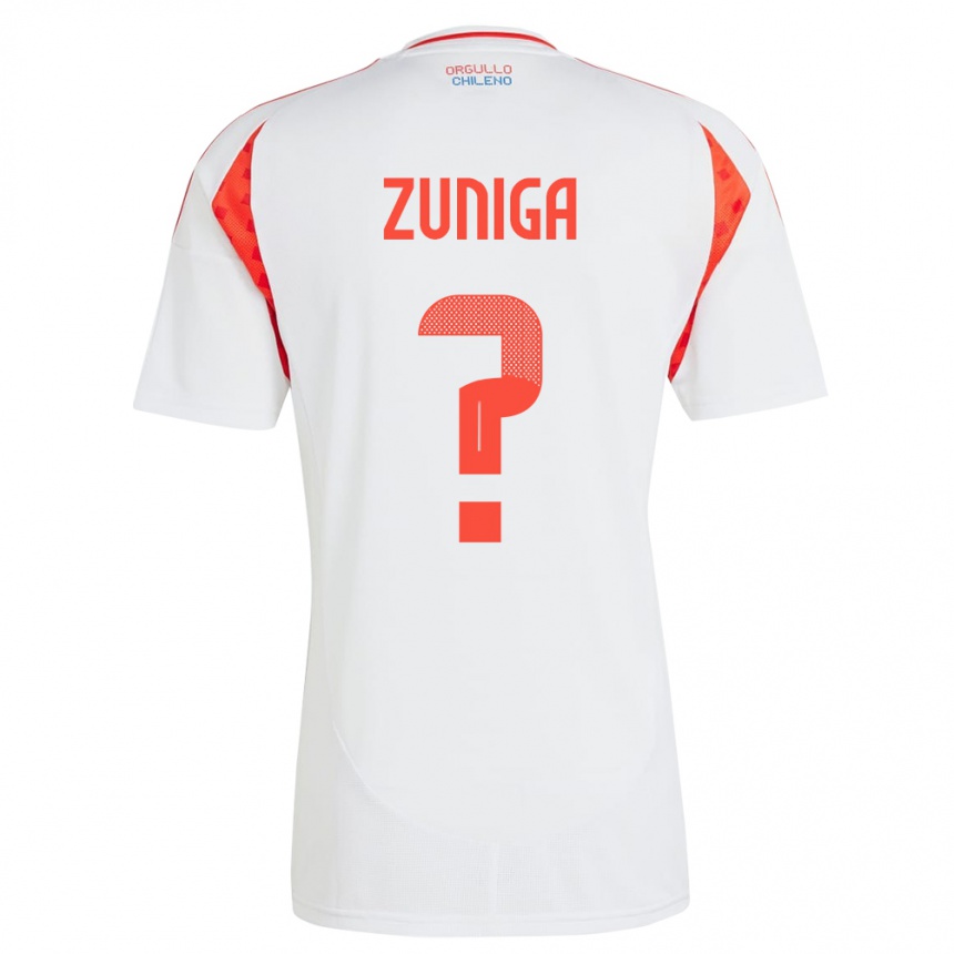 Kinder Fußball Chile Máximo Zúñiga #0 Weiß Auswärtstrikot Trikot 24-26 T-Shirt Luxemburg