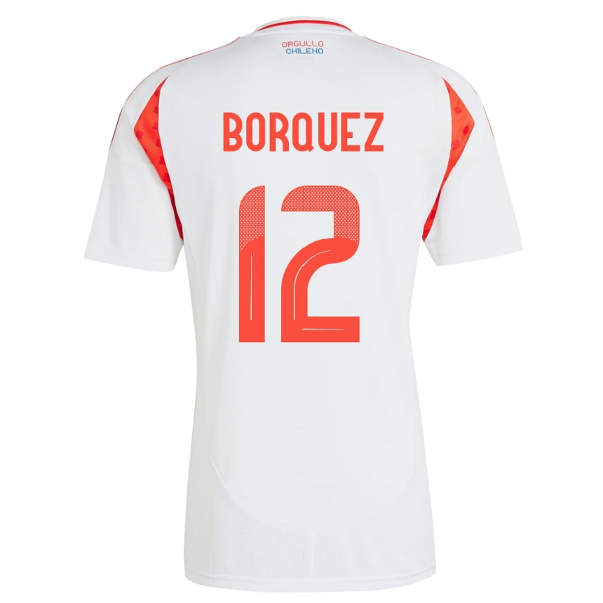 Kinder Fußball Chile Gabriela Bórquez #12 Weiß Auswärtstrikot Trikot 24-26 T-Shirt Luxemburg