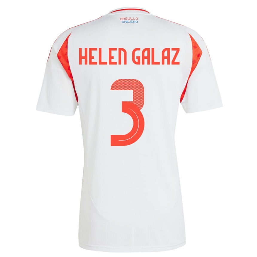 Kinder Fußball Chile Su Helen Galaz #3 Weiß Auswärtstrikot Trikot 24-26 T-Shirt Luxemburg