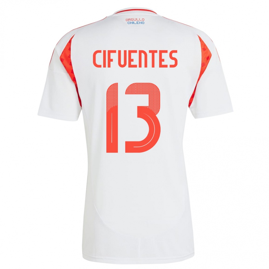 Kinder Fußball Chile Anaís Cifuentes #13 Weiß Auswärtstrikot Trikot 24-26 T-Shirt Luxemburg