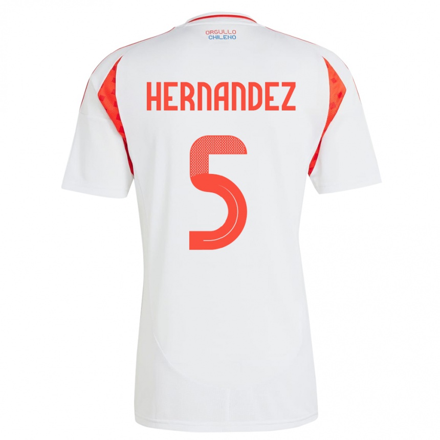 Kinder Fußball Chile Monserrat Hernández #5 Weiß Auswärtstrikot Trikot 24-26 T-Shirt Luxemburg