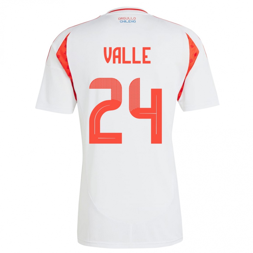 Kinder Fußball Chile Alessandra Valle #24 Weiß Auswärtstrikot Trikot 24-26 T-Shirt Luxemburg