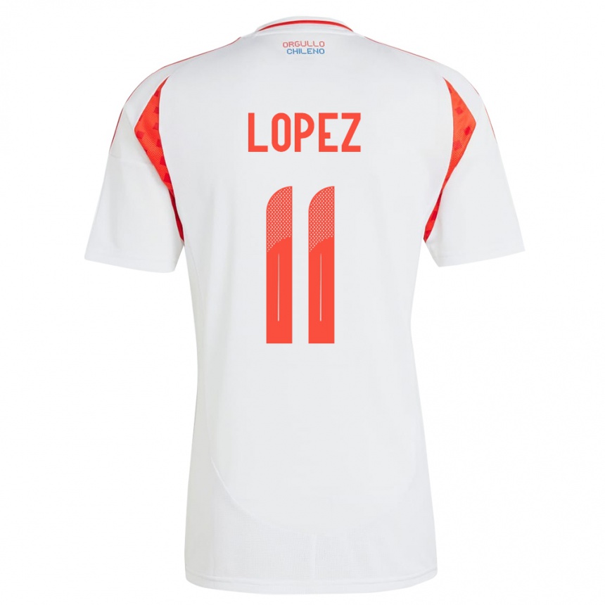 Kinder Fußball Chile Yessenia López #11 Weiß Auswärtstrikot Trikot 24-26 T-Shirt Luxemburg