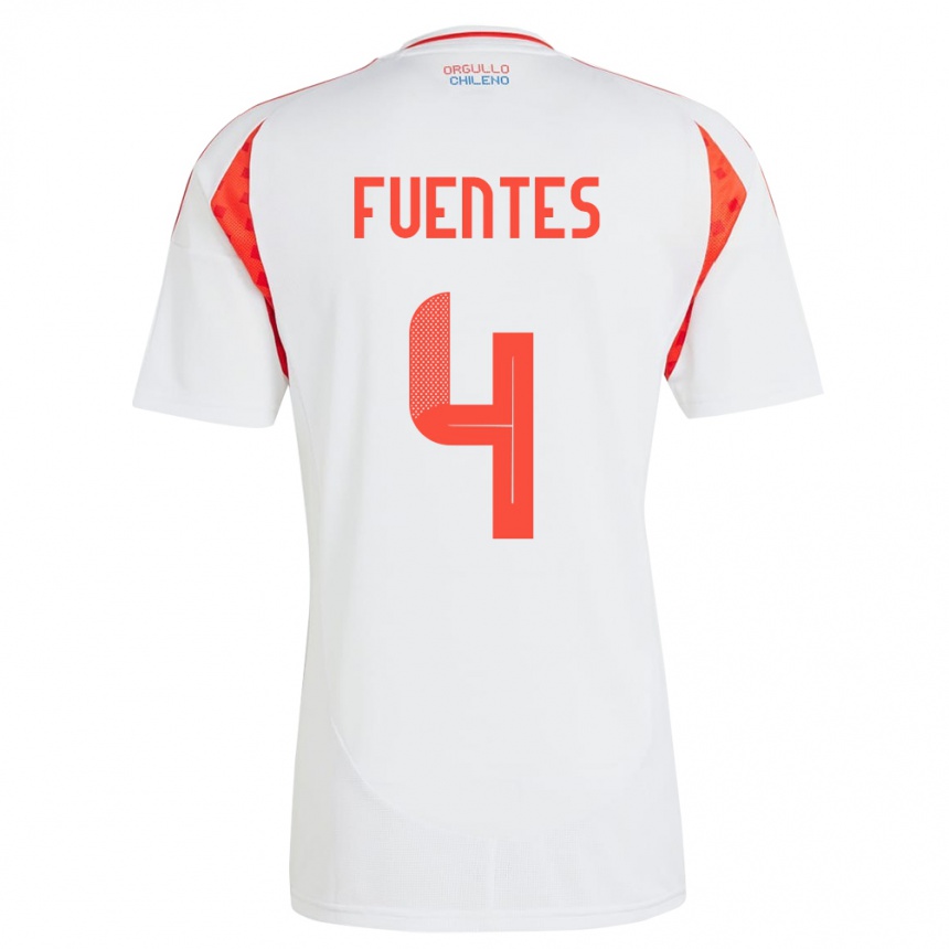 Kinder Fußball Chile Karen Fuentes #4 Weiß Auswärtstrikot Trikot 24-26 T-Shirt Luxemburg