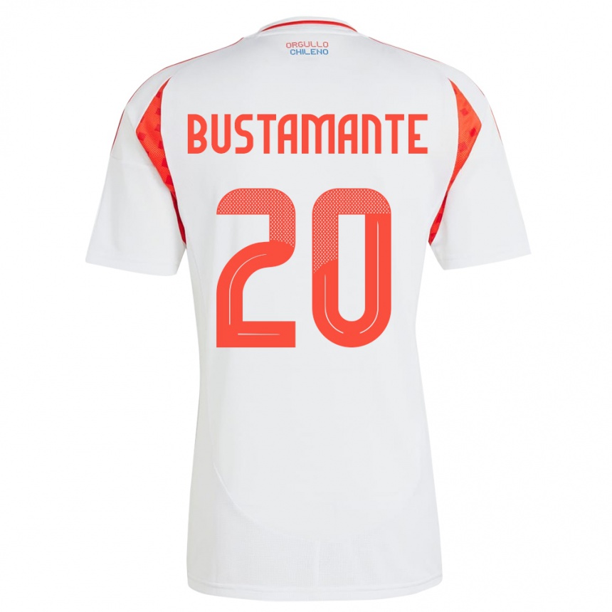 Kinder Fußball Chile Paloma Bustamante #20 Weiß Auswärtstrikot Trikot 24-26 T-Shirt Luxemburg