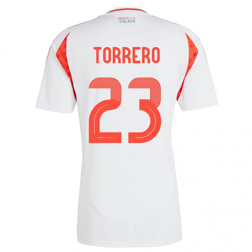 Kinder Fußball Chile Ryann Torrero #23 Weiß Auswärtstrikot Trikot 24-26 T-Shirt Luxemburg