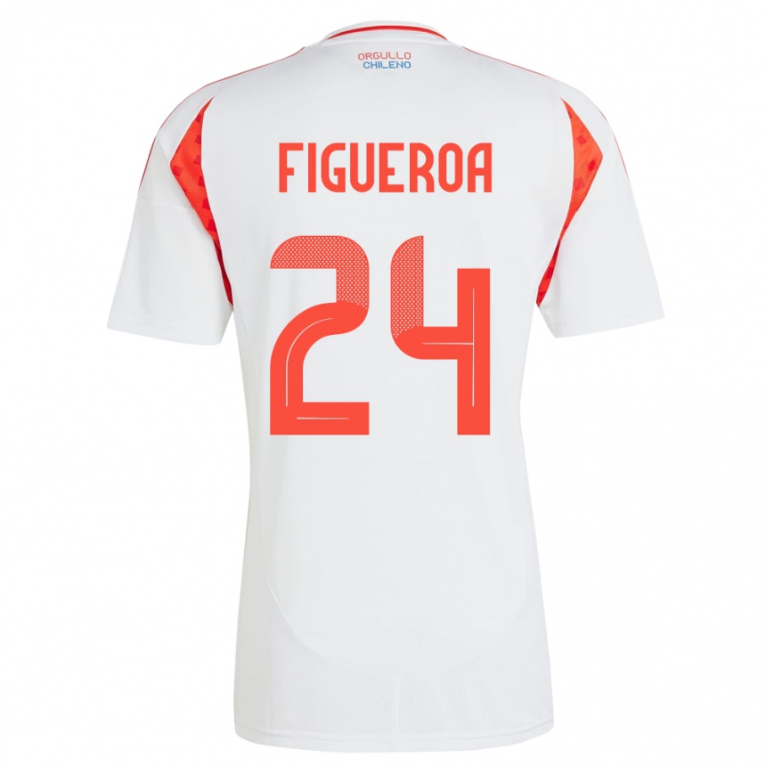 Kinder Fußball Chile Ámbar Figueroa #24 Weiß Auswärtstrikot Trikot 24-26 T-Shirt Luxemburg