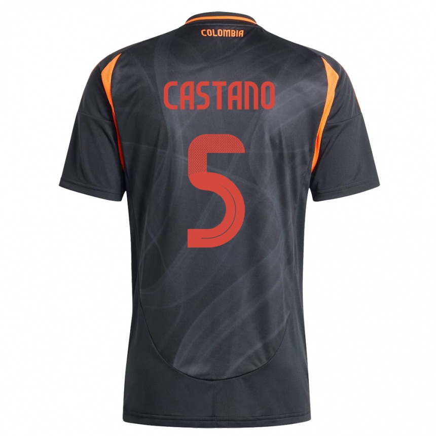 Kinder Fußball Kolumbien Kevin Castaño #5 Schwarz Auswärtstrikot Trikot 24-26 T-Shirt Luxemburg