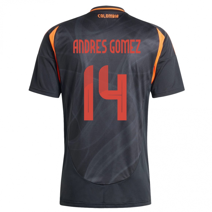 Kinder Fußball Kolumbien Carlos Andrés Gómez #14 Schwarz Auswärtstrikot Trikot 24-26 T-Shirt Luxemburg